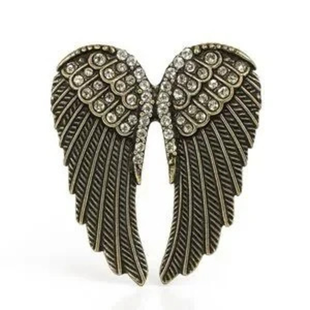 ?? Elegant Vintage Gold Angel Wing Brooch With Gems ???????